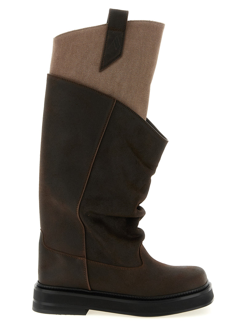 The Attico Brown Calf Leather Bos Taurus Over The Knee Boots