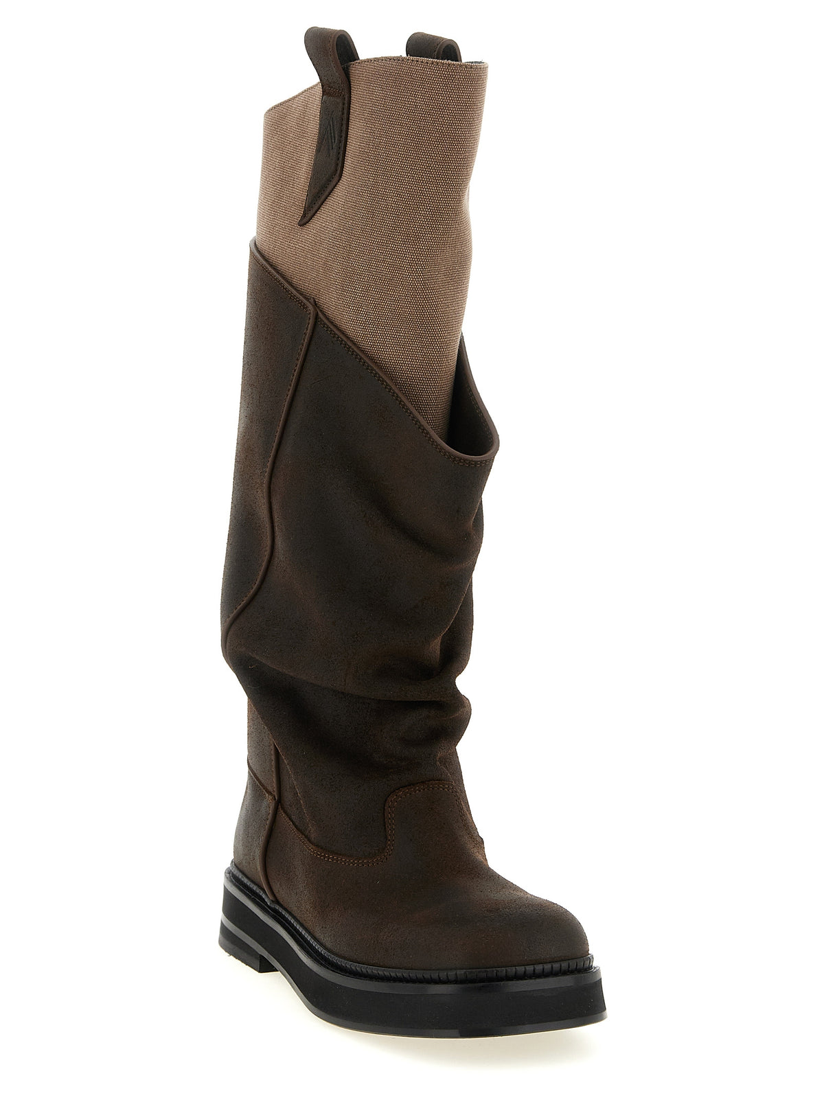 The Attico Brown Calf Leather Bos Taurus Over The Knee Boots