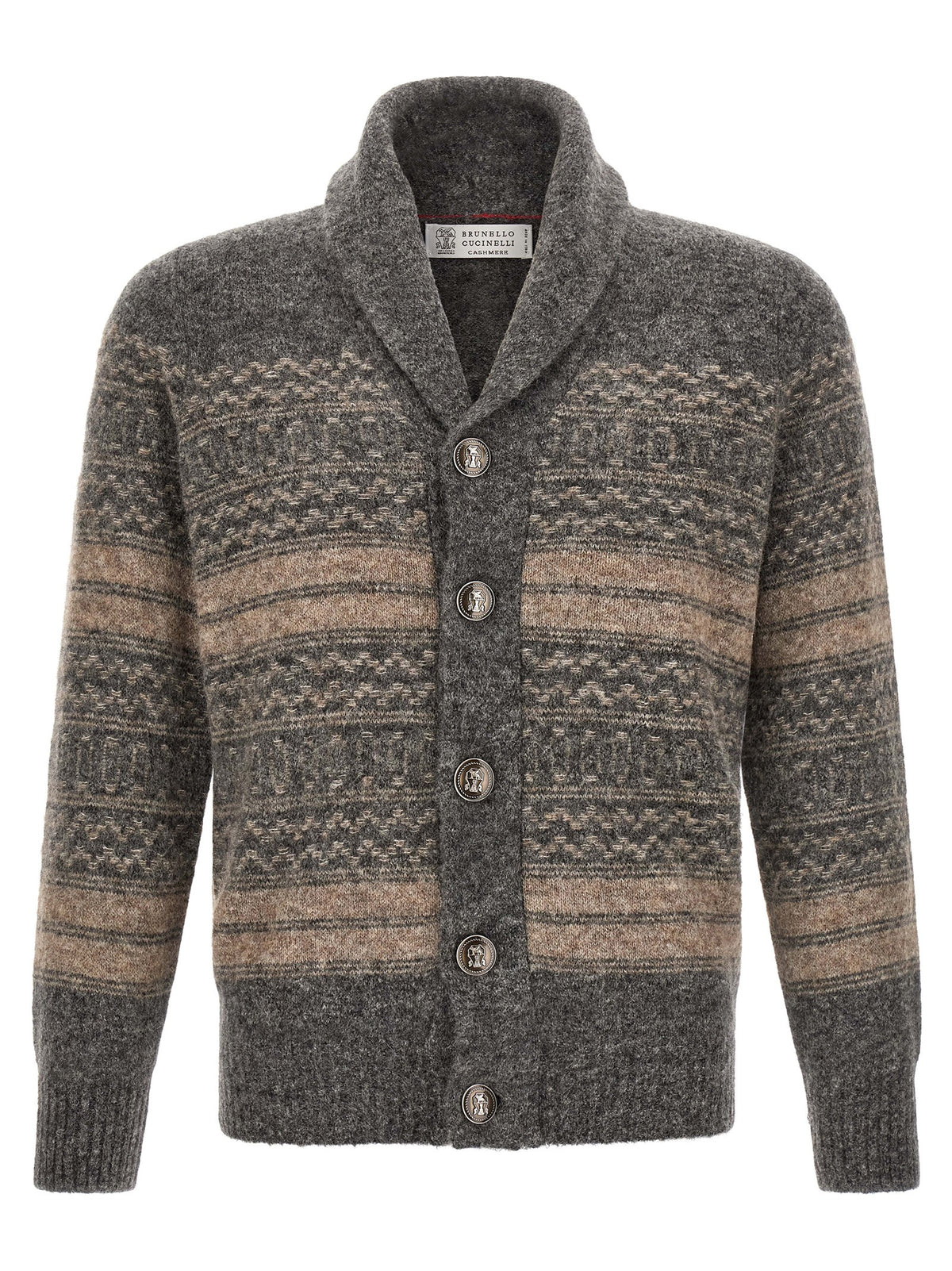 Brunello Cucinelli Gray Alpaca Leather Cardigan