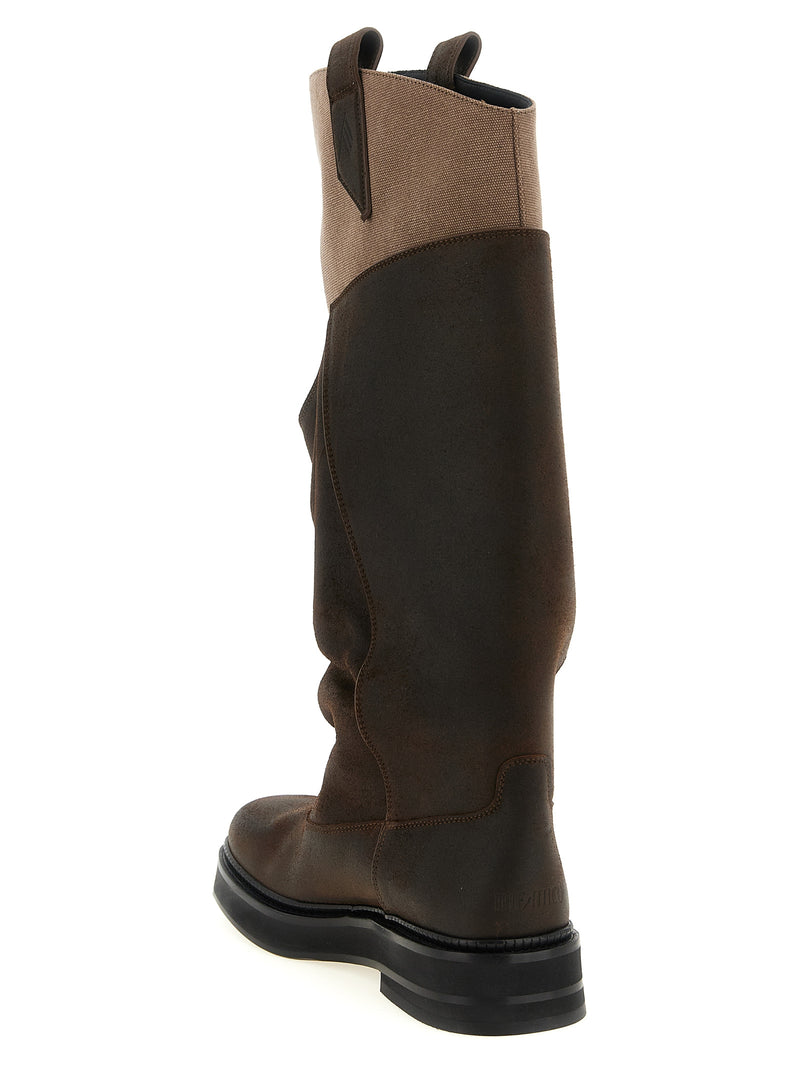 The Attico Brown Calf Leather Bos Taurus Over The Knee Boots