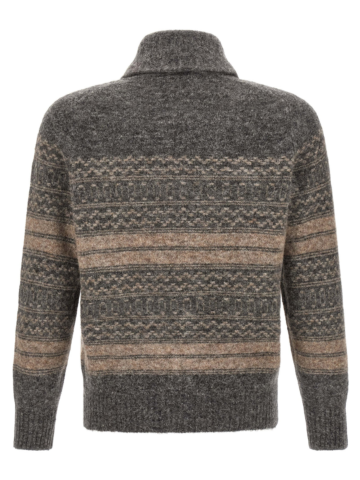 Brunello Cucinelli Gray Alpaca Leather Cardigan