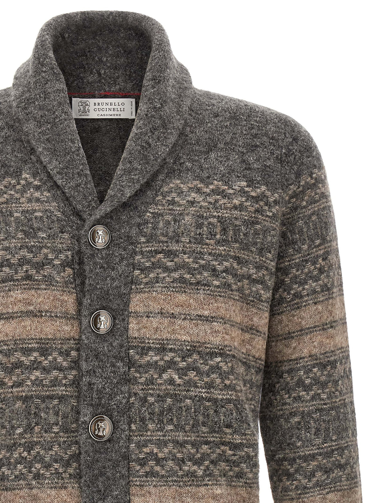 Brunello Cucinelli Gray Alpaca Leather Cardigan