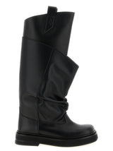 The Attico Black Calfskin Over The Knee Boots