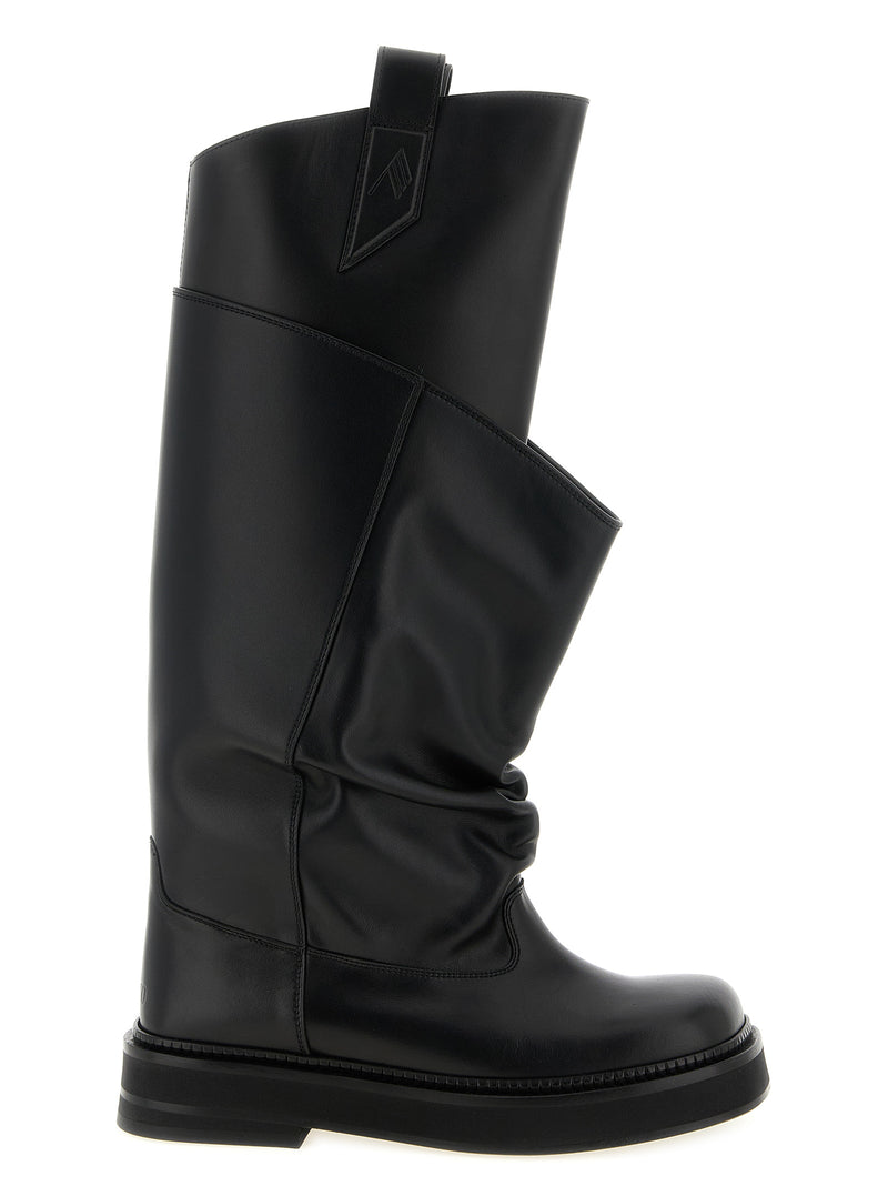The Attico Black Calfskin Over The Knee Boots