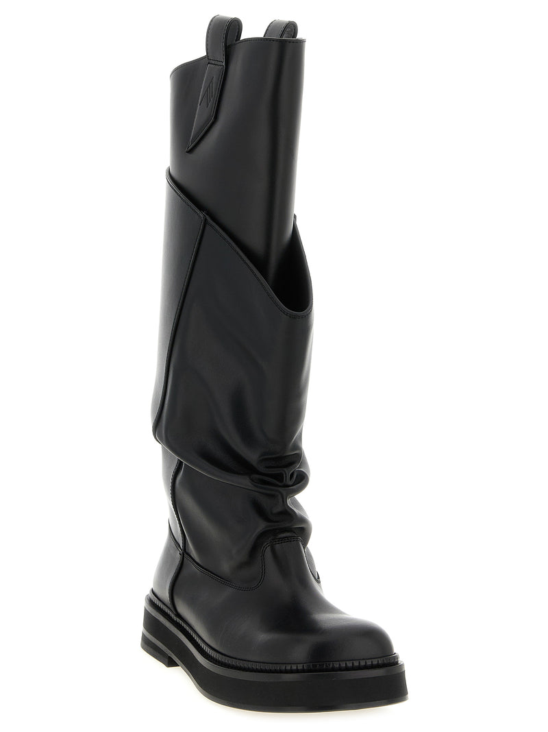 The Attico Black Calfskin Over The Knee Boots