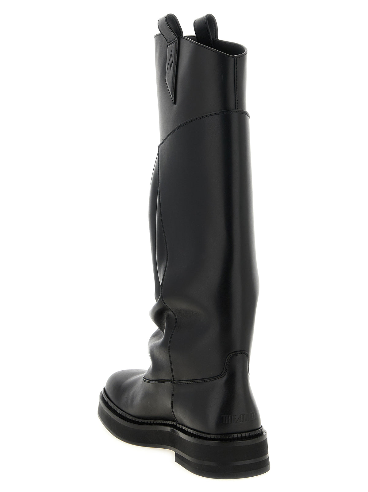 The Attico Black Calfskin Over The Knee Boots