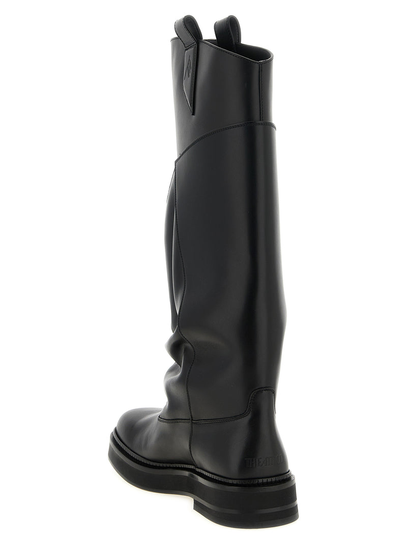 The Attico Black Calfskin Over The Knee Boots