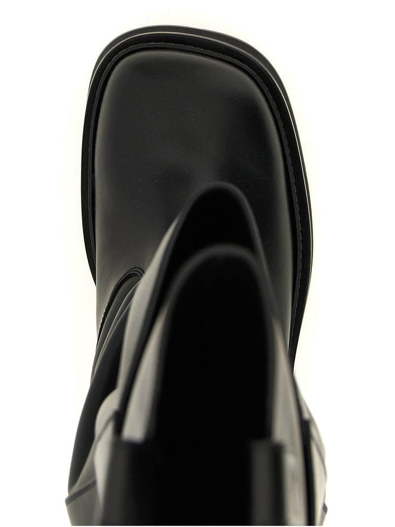 The Attico Black Calfskin Over The Knee Boots
