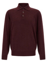 Brunello Cucinelli Bordeaux Cashmere Polo Shirt
