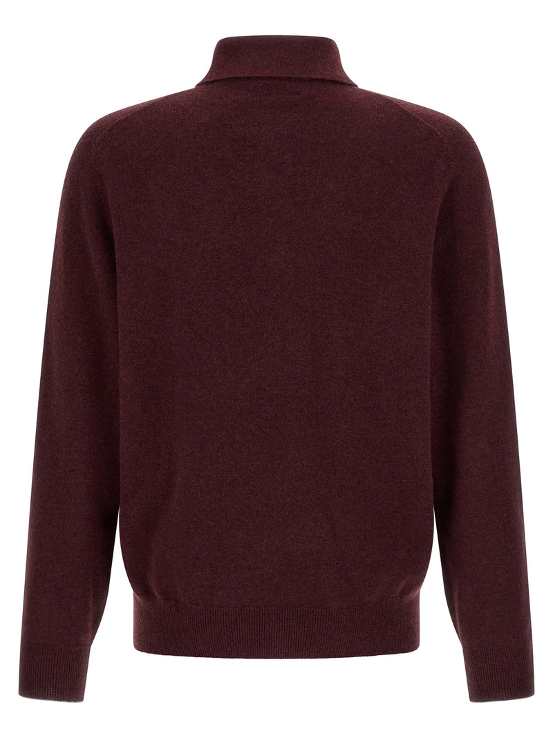 Brunello Cucinelli Bordeaux Cashmere Polo Shirt for Men