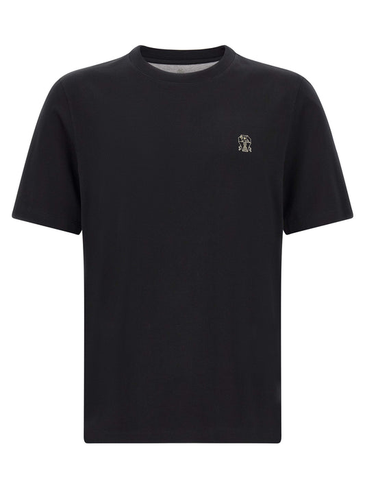 Brunello Cucinelli Black Cotton T-Shirt for Men