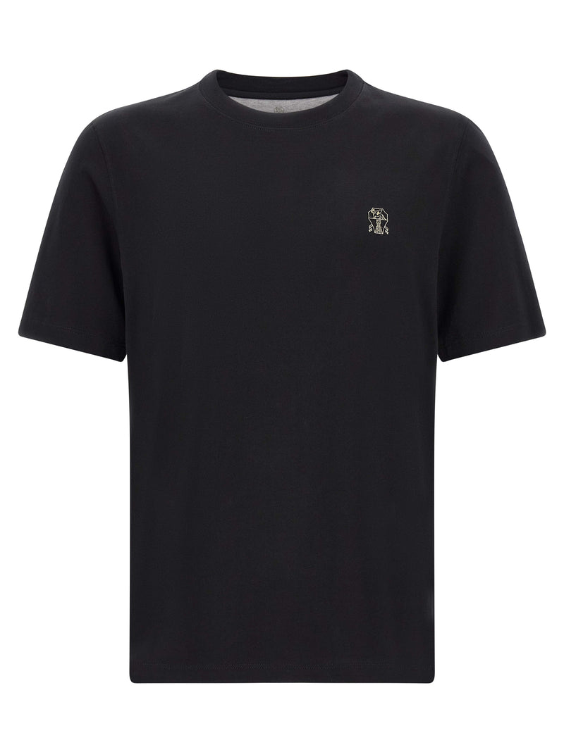 Brunello Cucinelli Black Cotton T-Shirt for Men