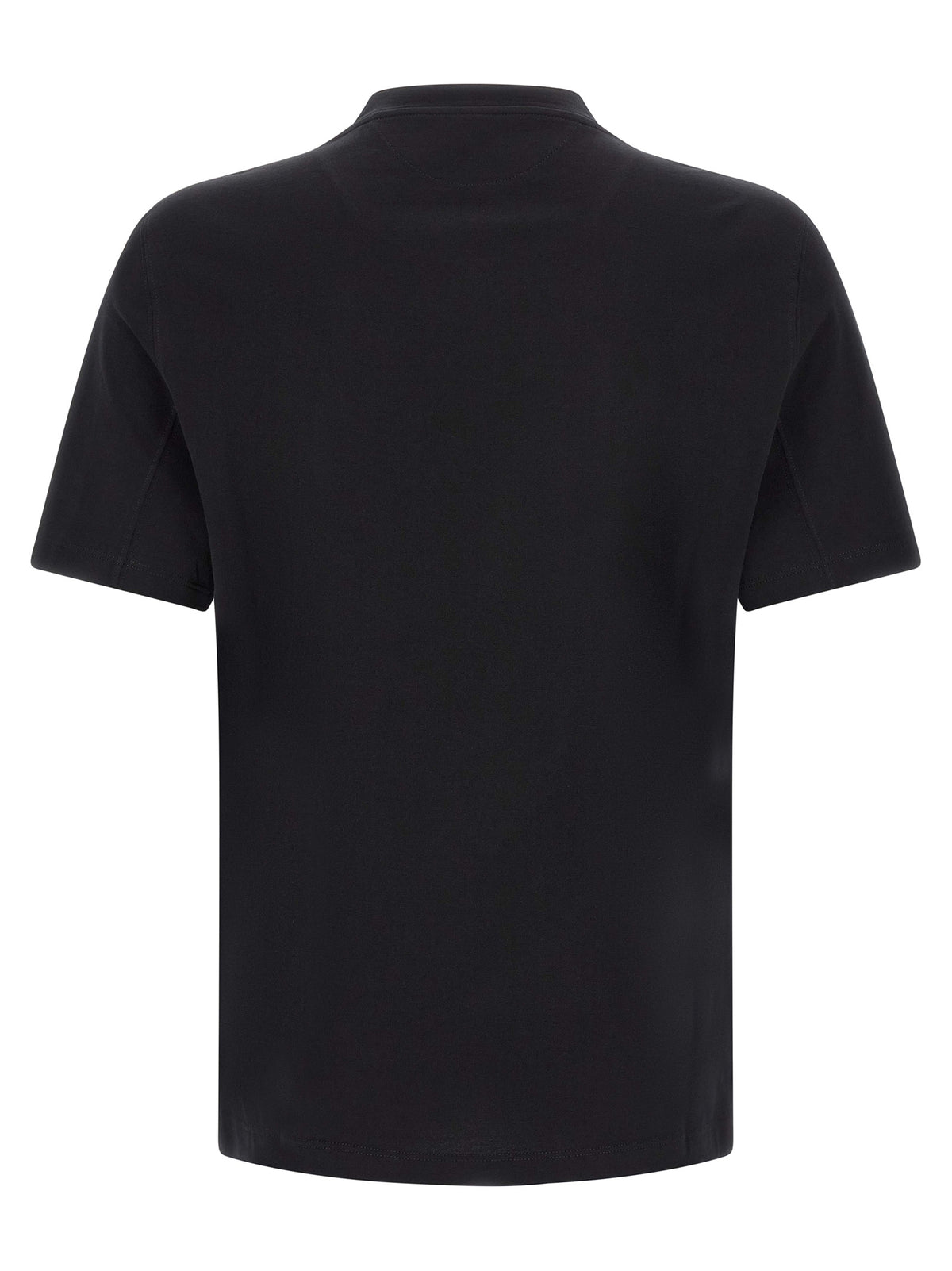 Brunello Cucinelli Black Cotton T-Shirt - Embroidered Logo