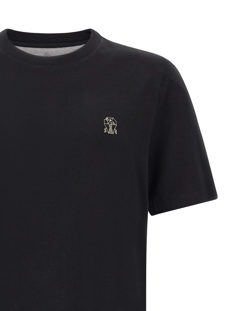 Brunello Cucinelli Black Cotton T-Shirt for Men