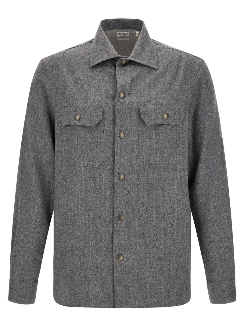 Brunello Cucinelli Gray Virgin Wool Blouse for Men