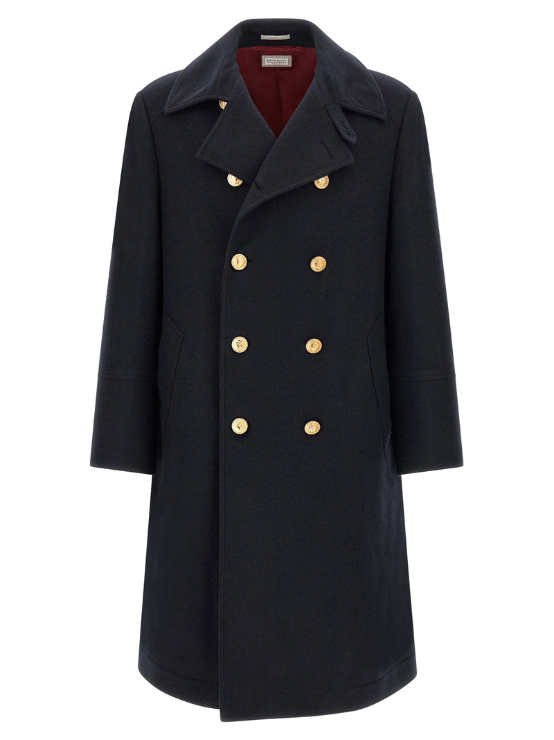 Brunello Cucinelli Blue Cashmere Coat for Men
