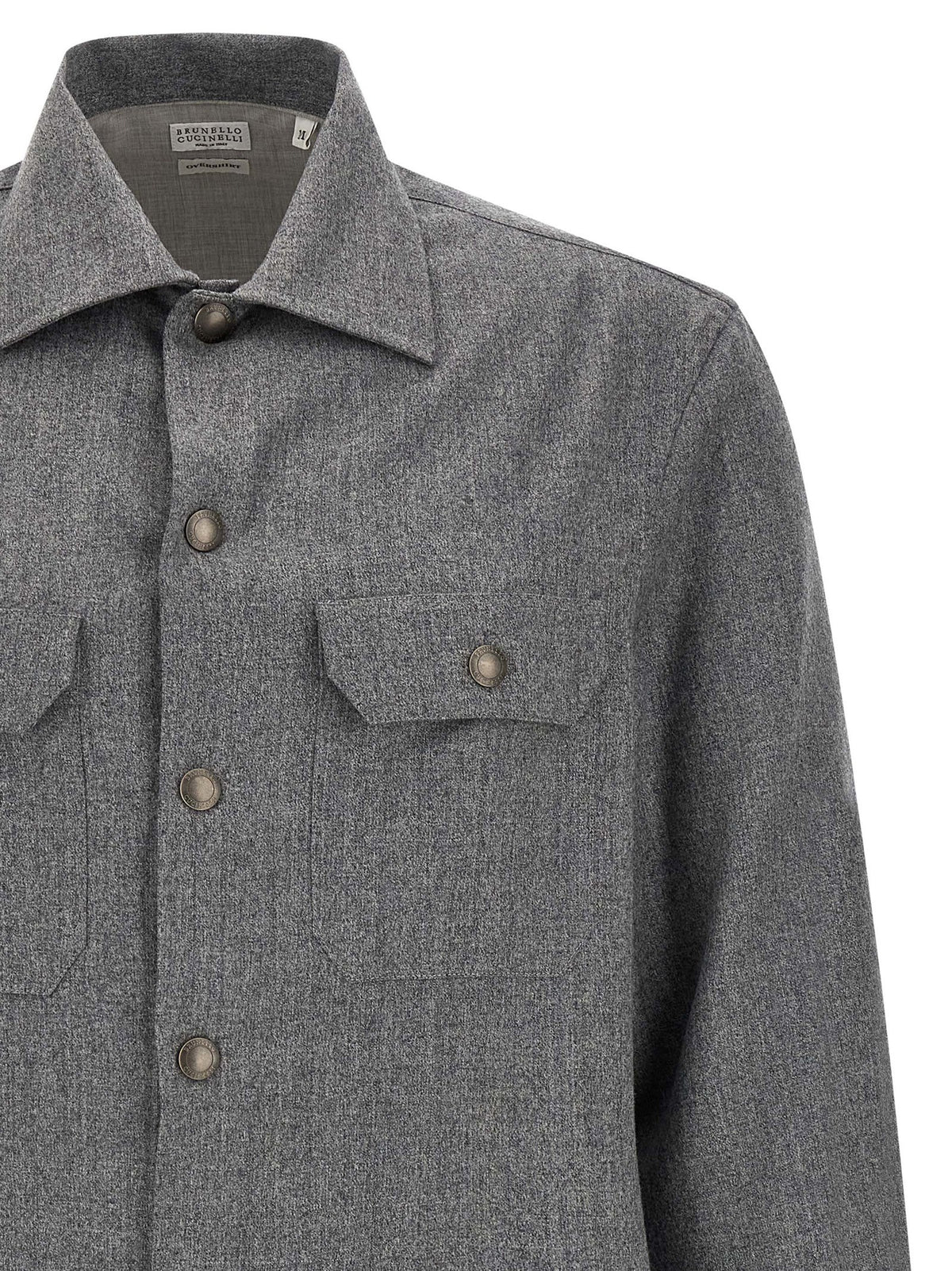 Brunello Cucinelli Gray Virgin Wool Blouse for Men