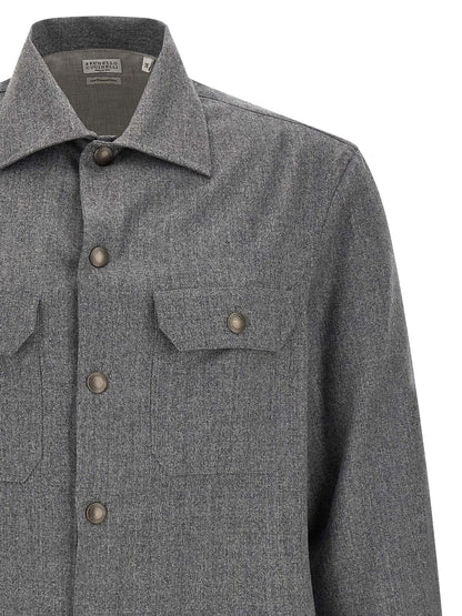 Brunello Cucinelli Gray Virgin Wool Blouse