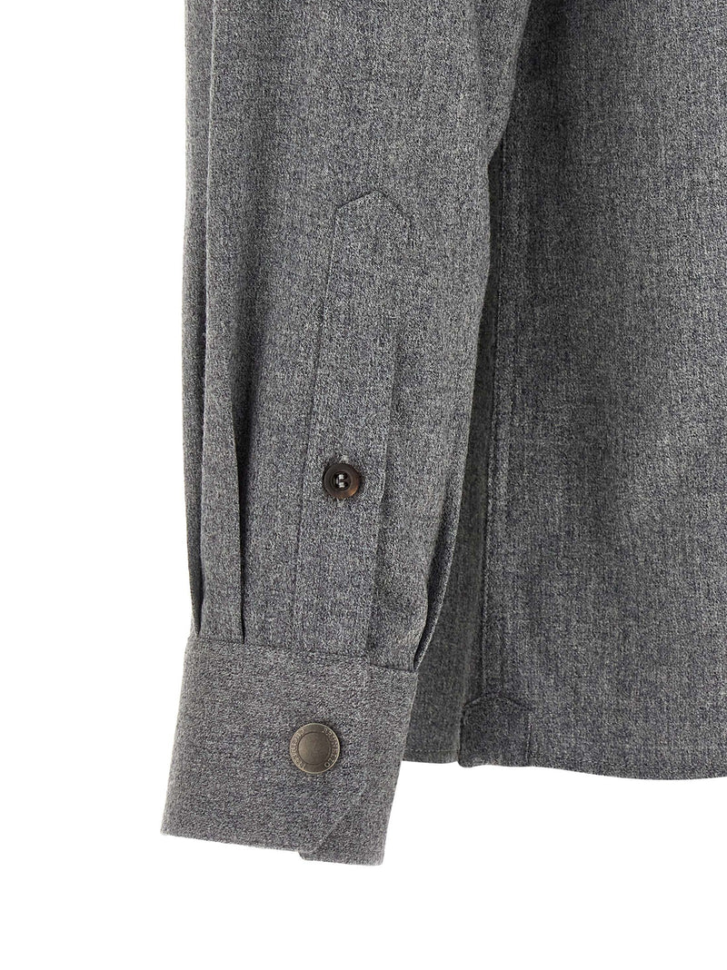 Brunello Cucinelli Gray Virgin Wool Blouse for Men
