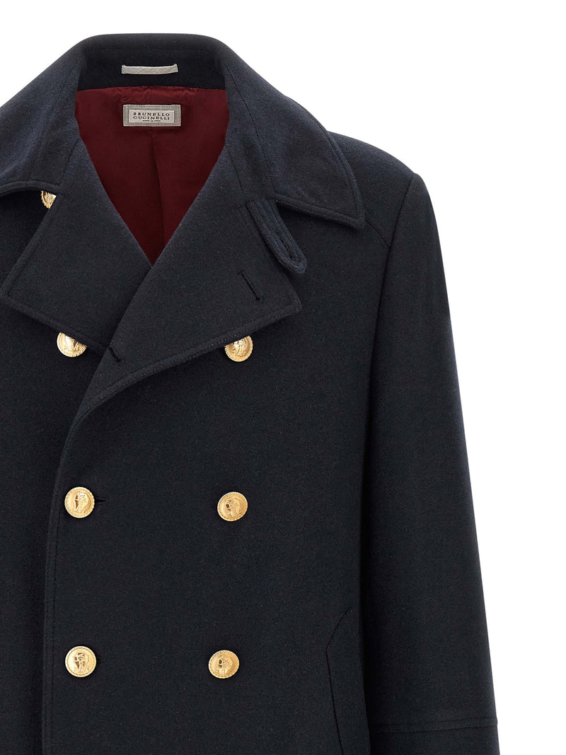 Brunello Cucinelli Blue Cashmere Coat for Men