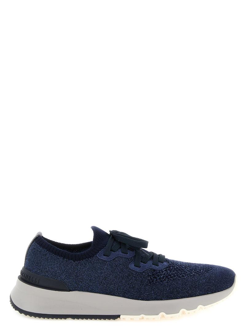 Brunello Cucinelli Blue Cotton Athletic Sneakers for Men