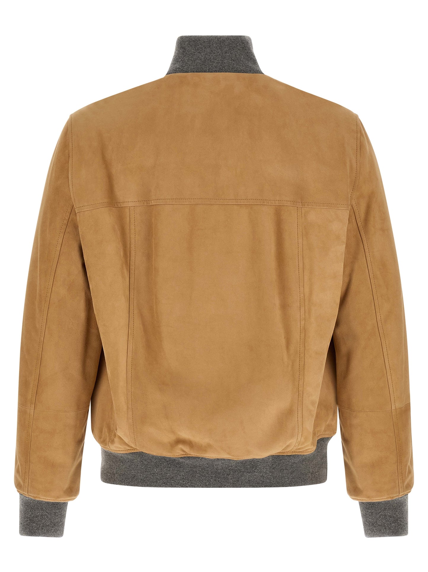 Brunello Cucinelli Beige Lamb Leather Leather Jacket