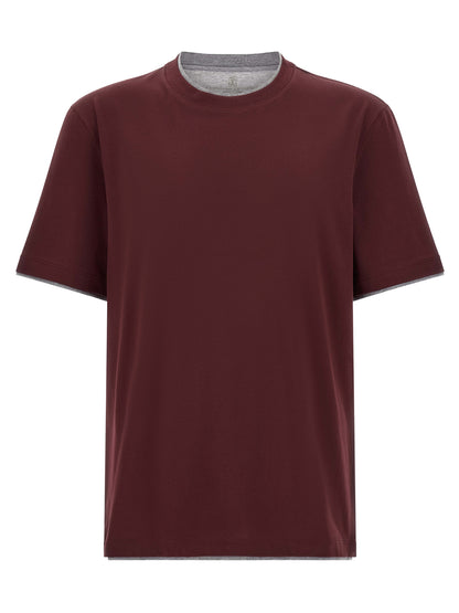 Brunello Cucinelli Bordeaux Cotton T-Shirt