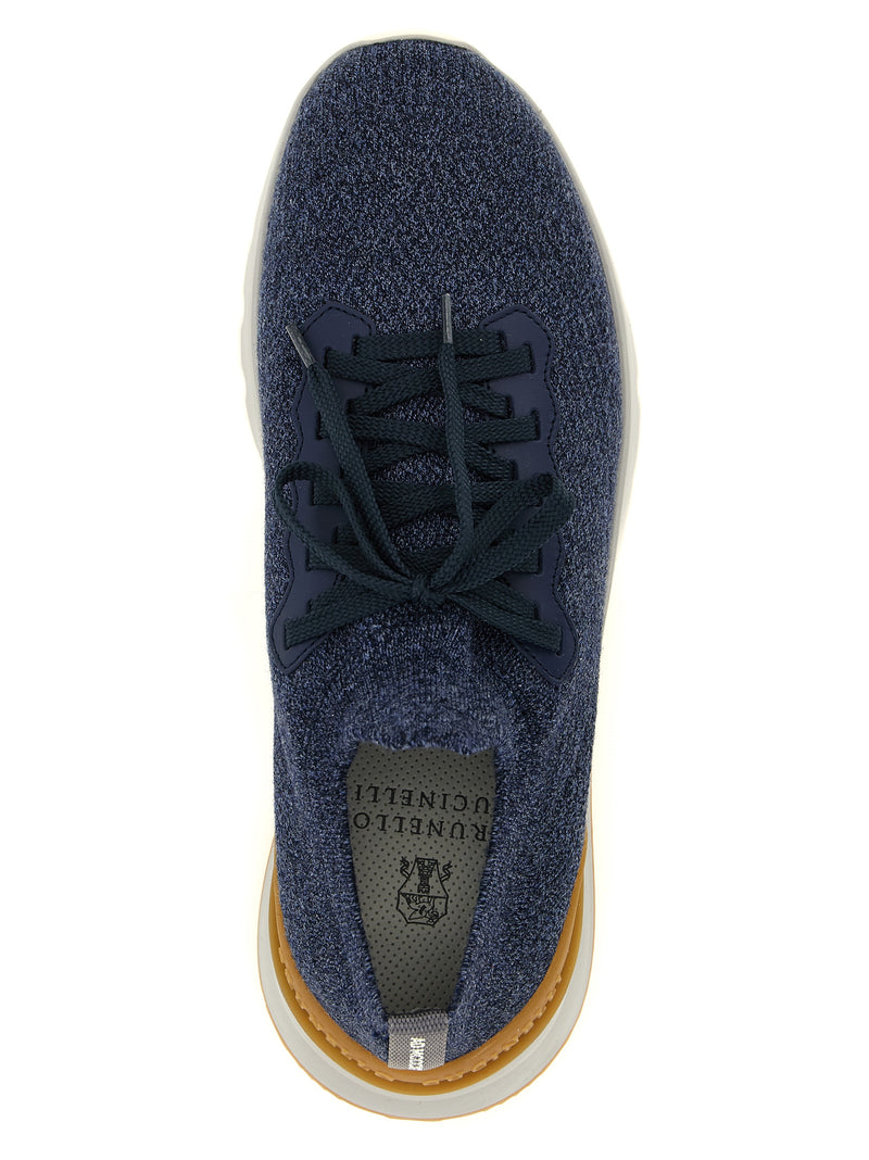 Brunello Cucinelli Blue Wool Athletic Sneakers for Men
