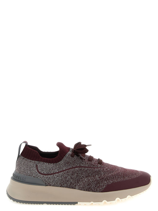 Brunello Cucinelli Bordeaux Cotton Athletic Sneakers for Men