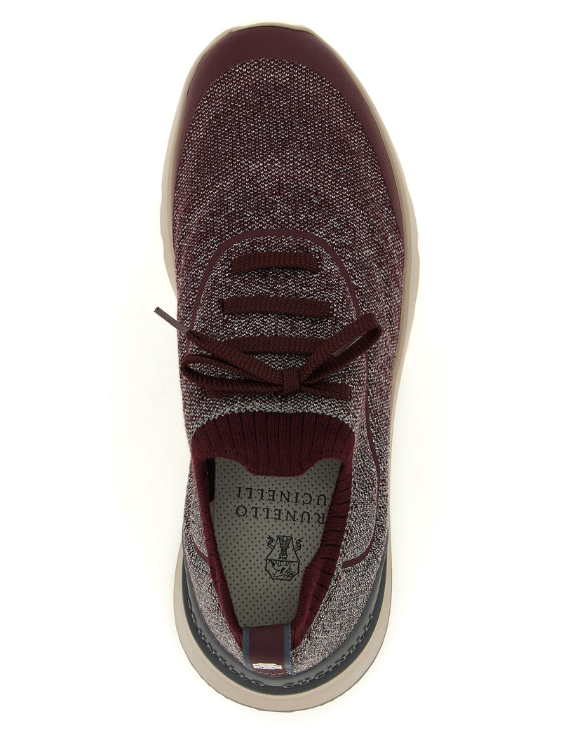 Brunello Cucinelli Bordeaux Cotton Athletic Sneakers