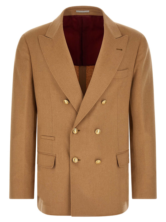 Brunello Cucinelli Beige Camel Hair Blazer for Men