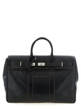 Brunello Cucinelli Black Calfskin Weekender Travel Bag