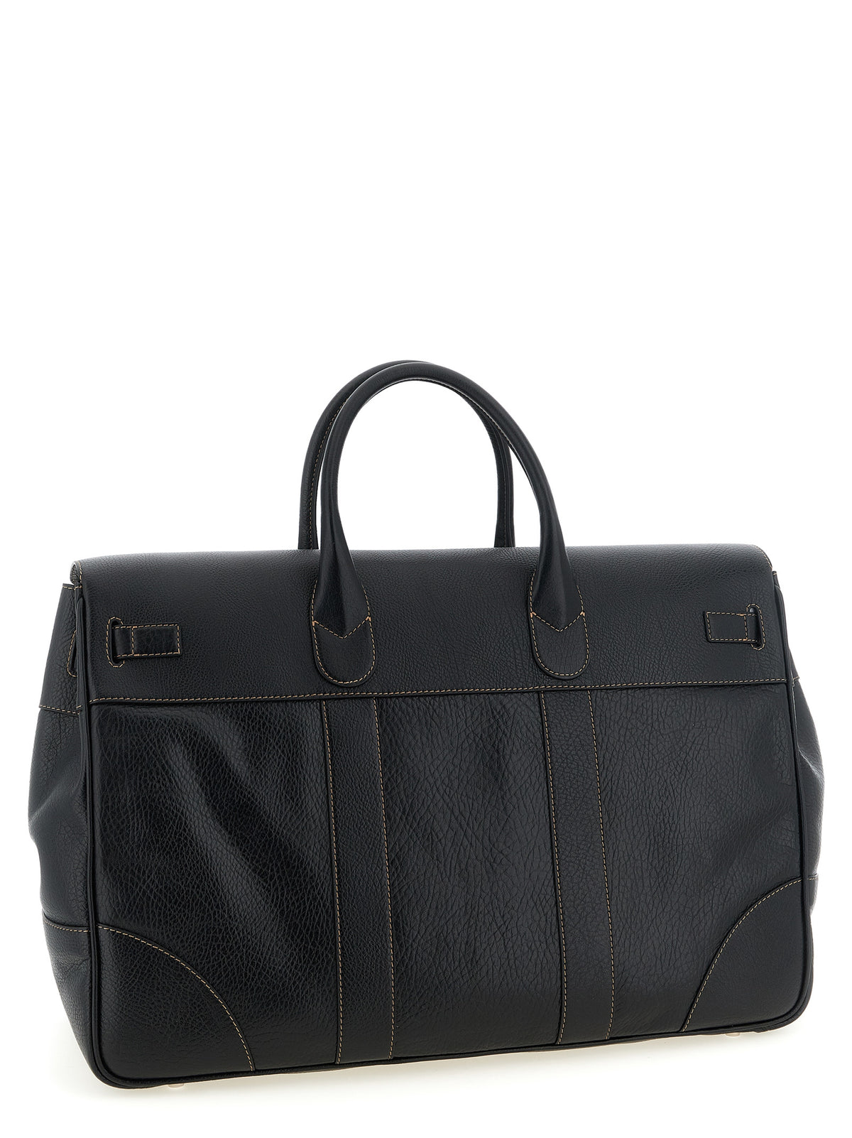 Brunello Cucinelli Black Calfskin Weekender Travel Bag