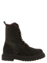 Brunello Cucinelli Brown Calfskin Lace-Up Boots for Women