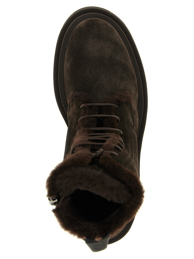 Brunello Cucinelli Brown Calfskin Lace-Up Boots for Women