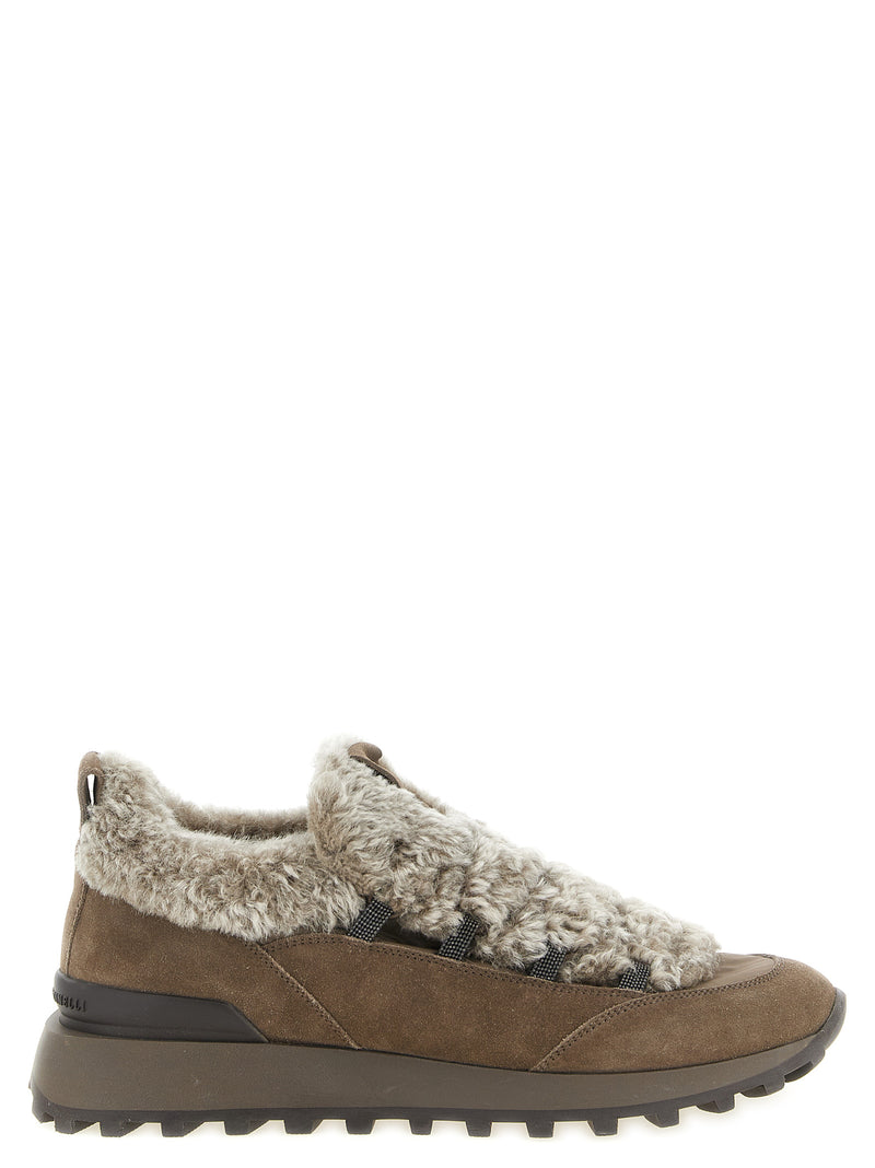 Brunello Cucinelli Brown Calfskin Chunky Sneakers for Women