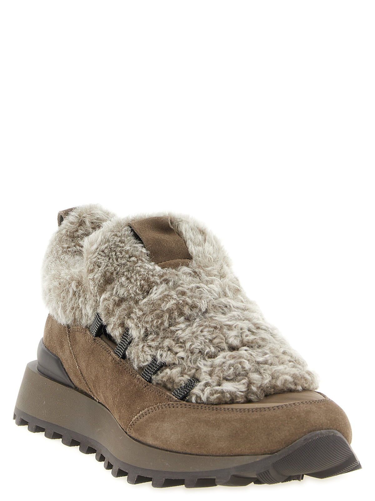 Brunello Cucinelli Brown Calfskin Chunky Sneakers for Women