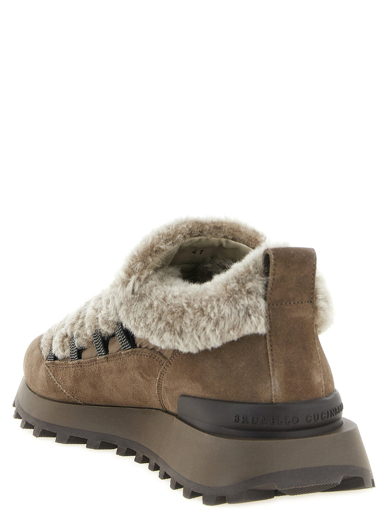 Brunello Cucinelli Brown Calfskin Chunky Sneakers for Women