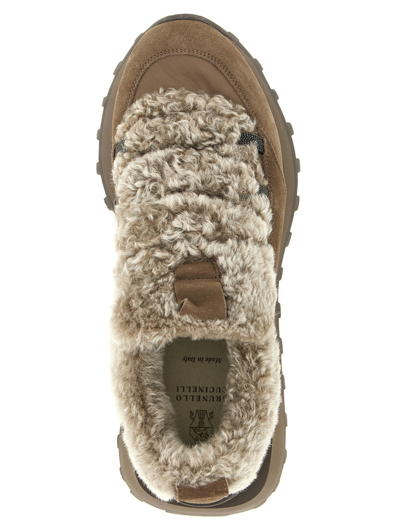 Brunello Cucinelli Brown Calfskin Chunky Sneakers for Women