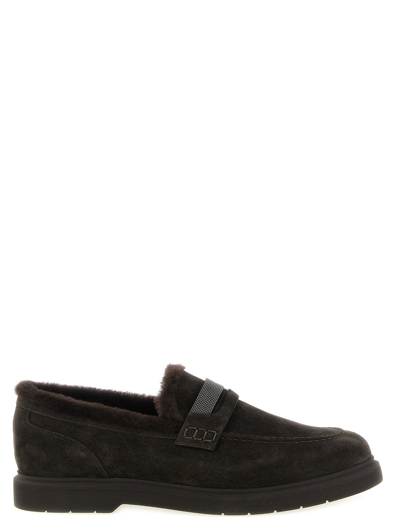 Brunello Cucinelli Brown Calfskin Penny Loafers for Women