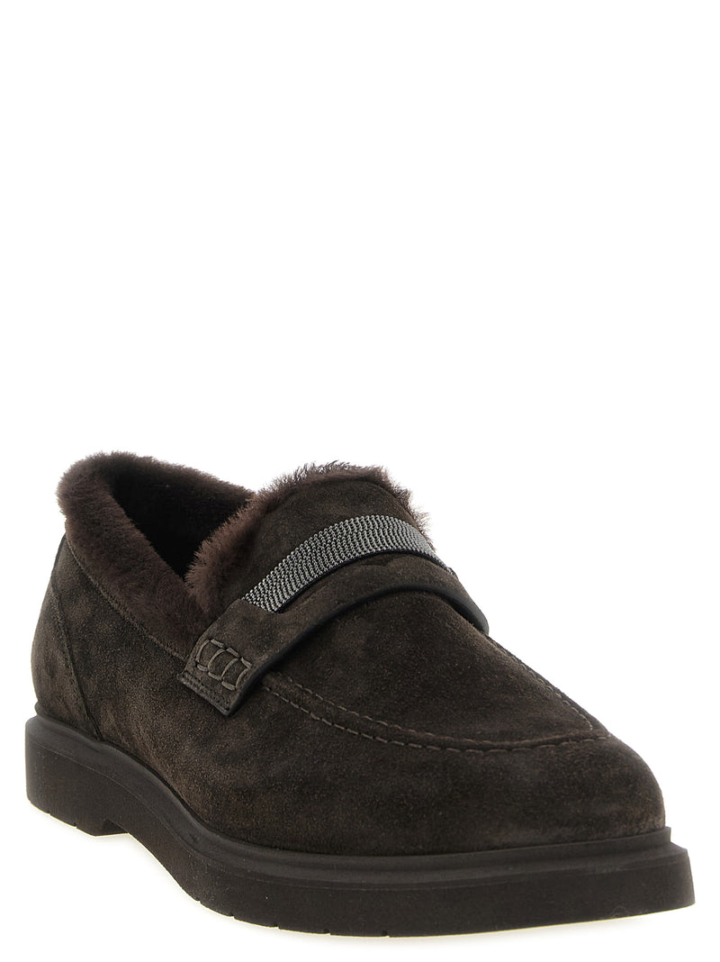 Brunello Cucinelli Brown Calfskin Penny Loafers for Women