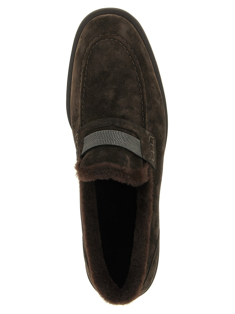 Brunello Cucinelli Brown Calfskin Penny Loafers for Women