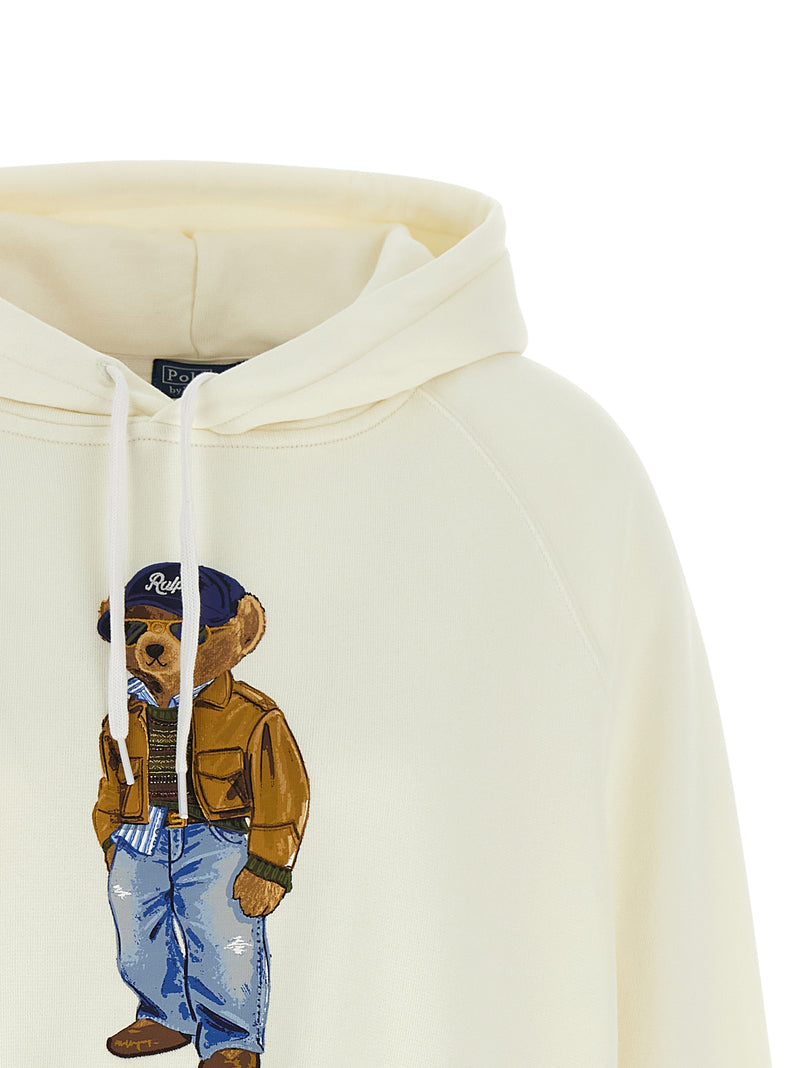 Polo Ralph Lauren White Cotton Sweatshirt with Polo Bear Print