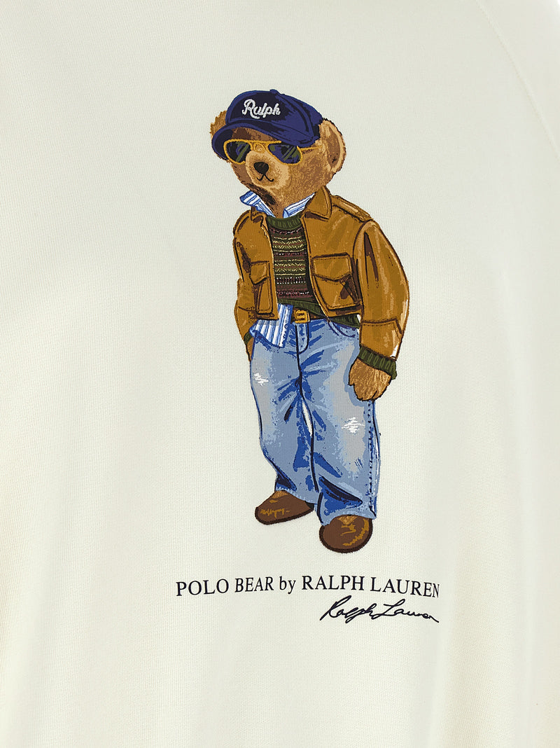 Polo Ralph Lauren White Cotton Sweatshirt with Polo Bear Print