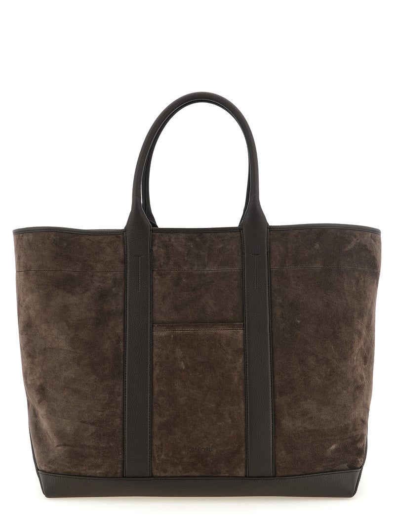 Tom Ford Brown Calfskin Tote Bag - Luxury Suede Design