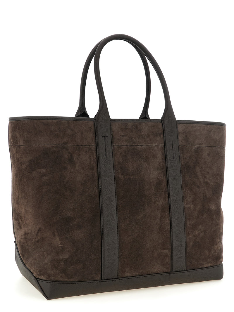 Tom Ford Brown Calfskin Tote Bag - Luxury Suede Design