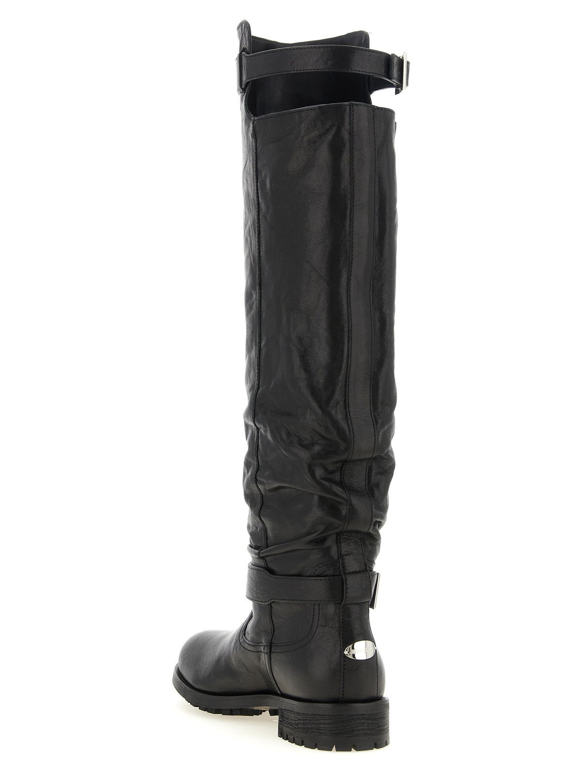 Jimmy Choo Biker KB Black Leather Over The Knee Boots