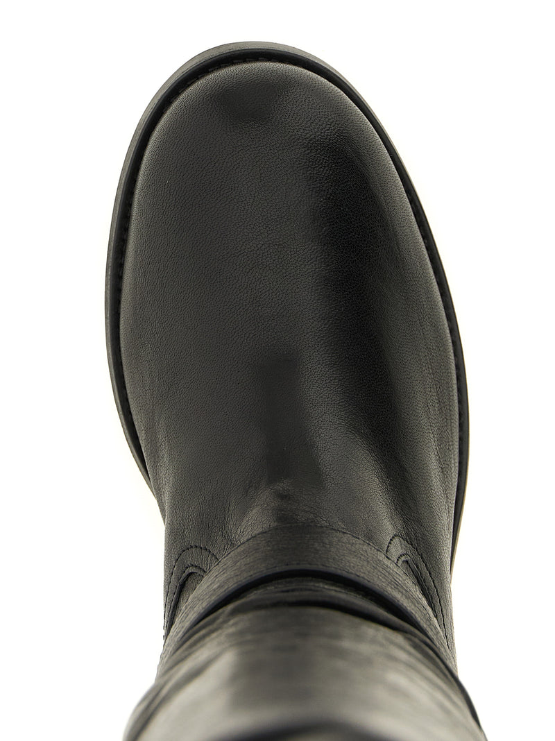 Jimmy Choo Biker KB Black Leather Over The Knee Boots