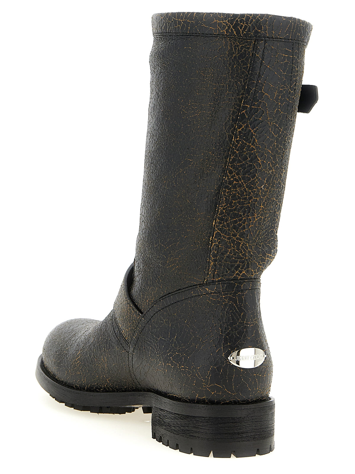 Jimmy Choo Biker Mid Black Leather Ankle Boots for Women
