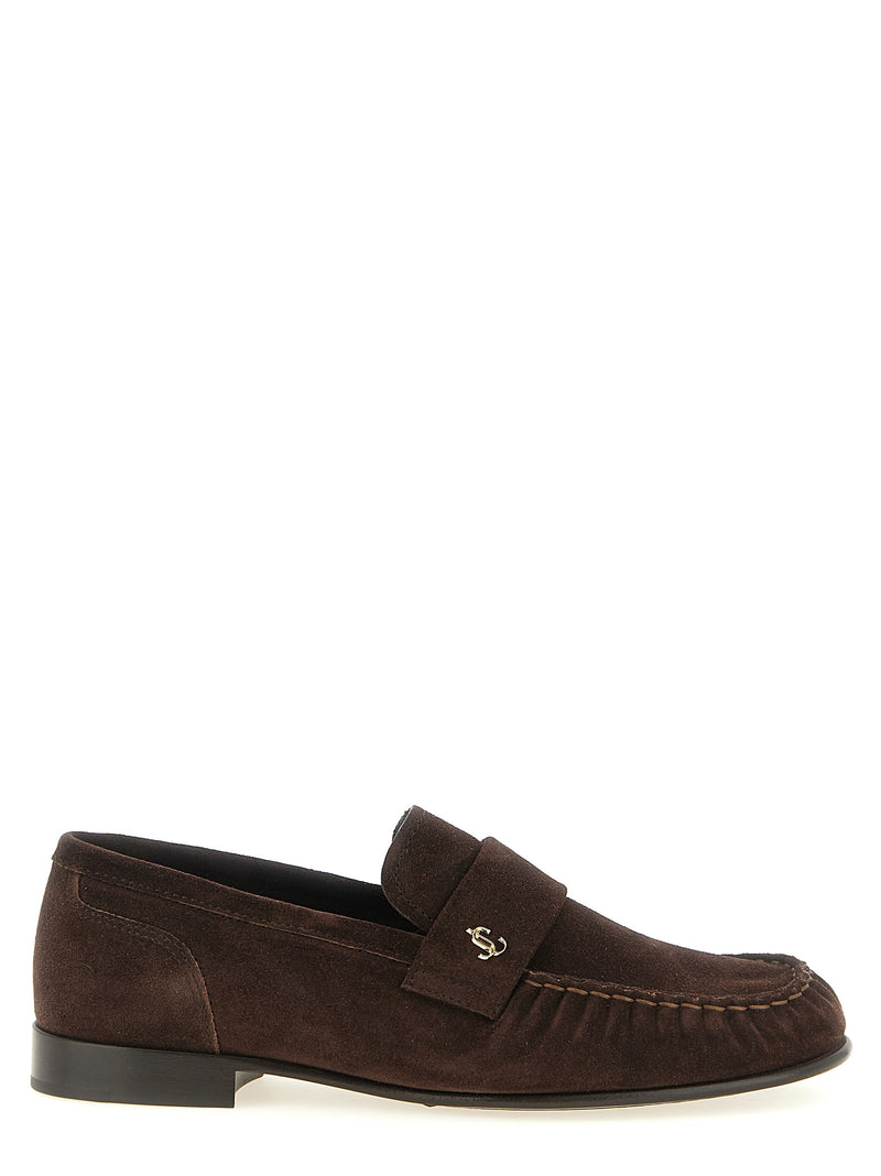 Jimmy Choo Ellis Brown Leather Slip-On Loafers for Women